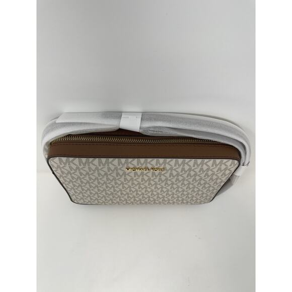 Michael Kors Jet Set Vanilla Large Logo Crossbody Bag NWT - Picture 3 of 8